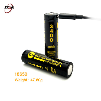 Lithium Ion 3.7 V 18650 Rechargeable Battery USB Type C Charging